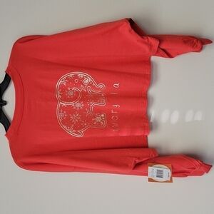 Ivory Ella snow flake elephant crop top Red L